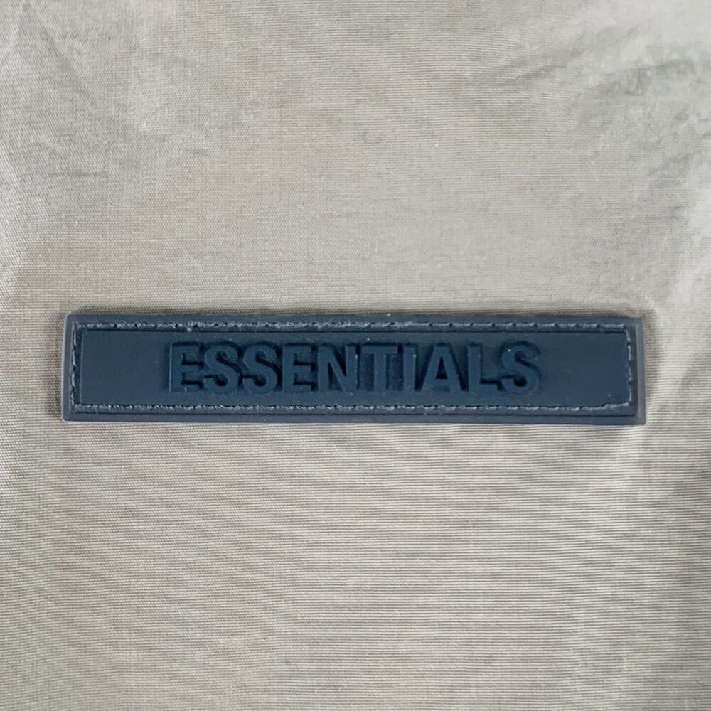 ESSENTIALS Size L Tan Cotton Nylon Logo Half Zip Jacket - Picture 5 of 8